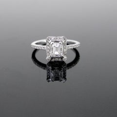 0.78ct Emerald Cut Diamond Cluster Ring, 18kt White Gold