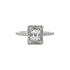 0.78ct Emerald Cut Diamond Cluster Ring, 18kt White Gold