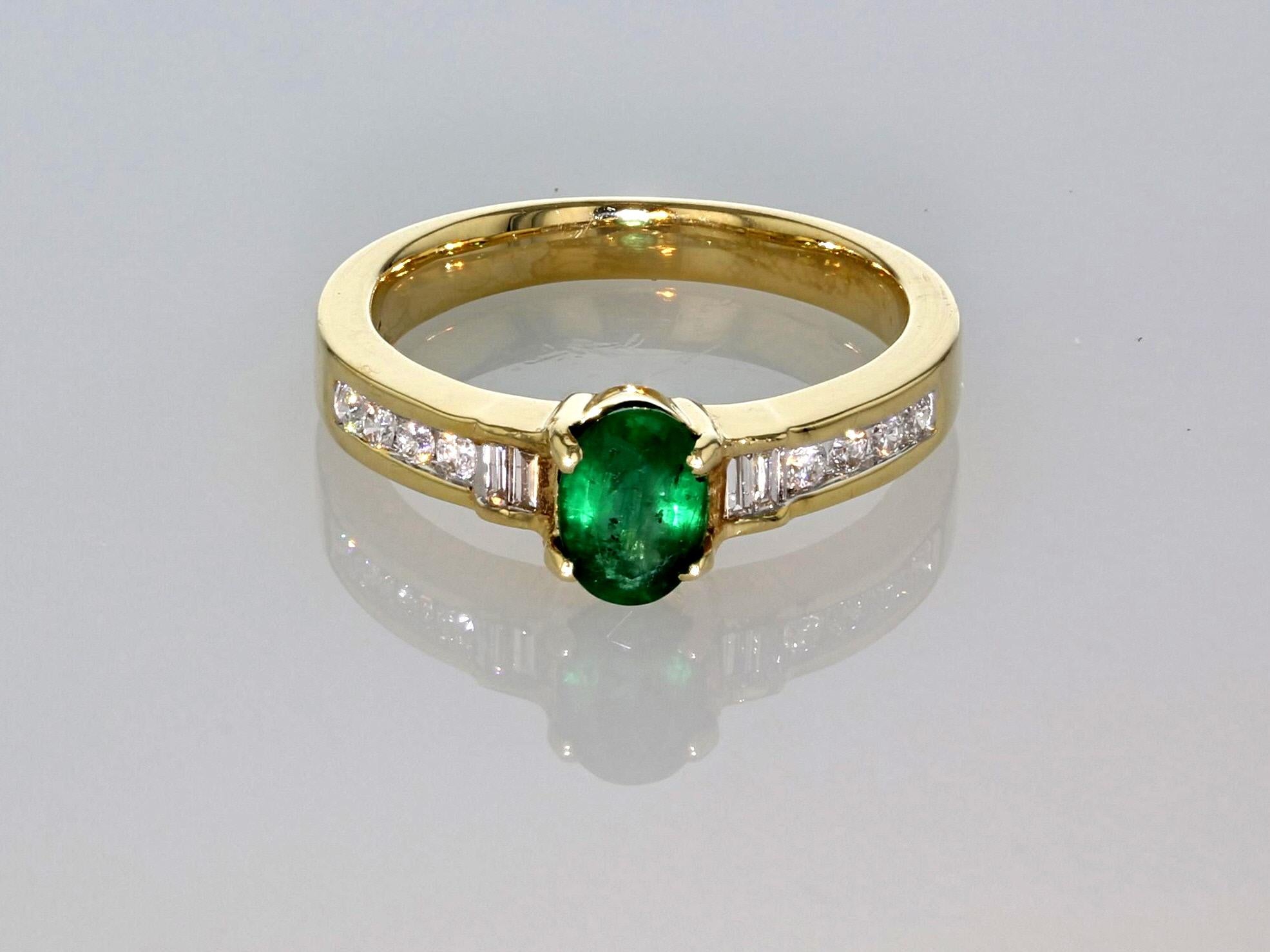 14K Gelbgold 3.97gm / 0.78ct natürlicher Smaragd / 0.24ct Diamanten #AV9432541
