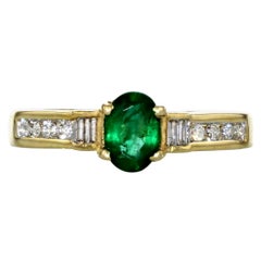 0,78 Karat natürlicher Smaragd 14K Gelbgold Ring