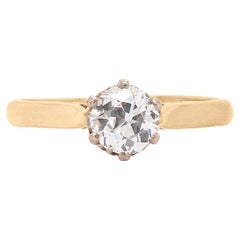 0,78 ct Diamante talla europea antigua Anillo de compromiso solitario en oro amarillo de 18 quilates