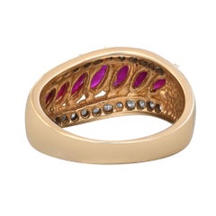 0.78Cts Red Ruby & 0.24Cttw Diamond Cocktail Ring 14k Yellow Gold