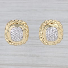 0.78ctw Diamond Albion Omega Earrings 18k Gold David Yurman Omega Backs