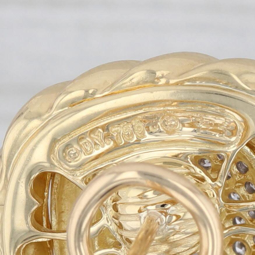 0.78ctw Diamond Albion Omega Earrings 18k Gold David Yurman Omega Backs Pour femmes en vente