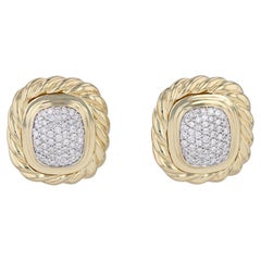 0.78ctw Diamond Albion Omega Earrings 18k Gold David Yurman Omega Backs