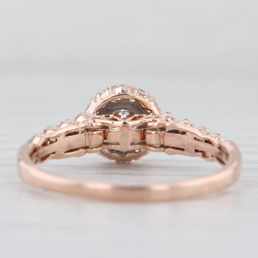 0.78ctw Anillo de compromiso con halo de diamantes Oro rosa de 14k Talla 10.75 Corte redondo en venta