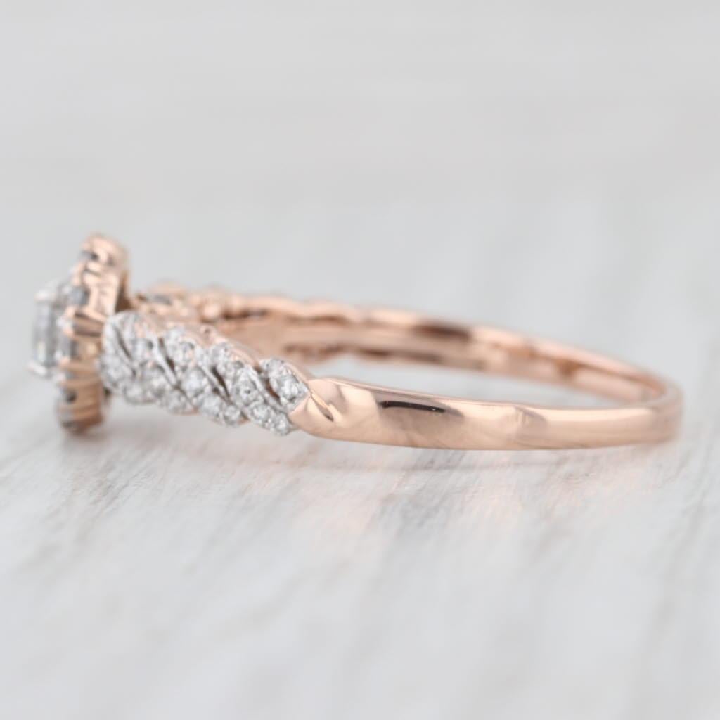 Femenino o masculino 0.78ctw Anillo de compromiso con halo de diamantes Oro rosa de 14k Talla 10.75 en venta