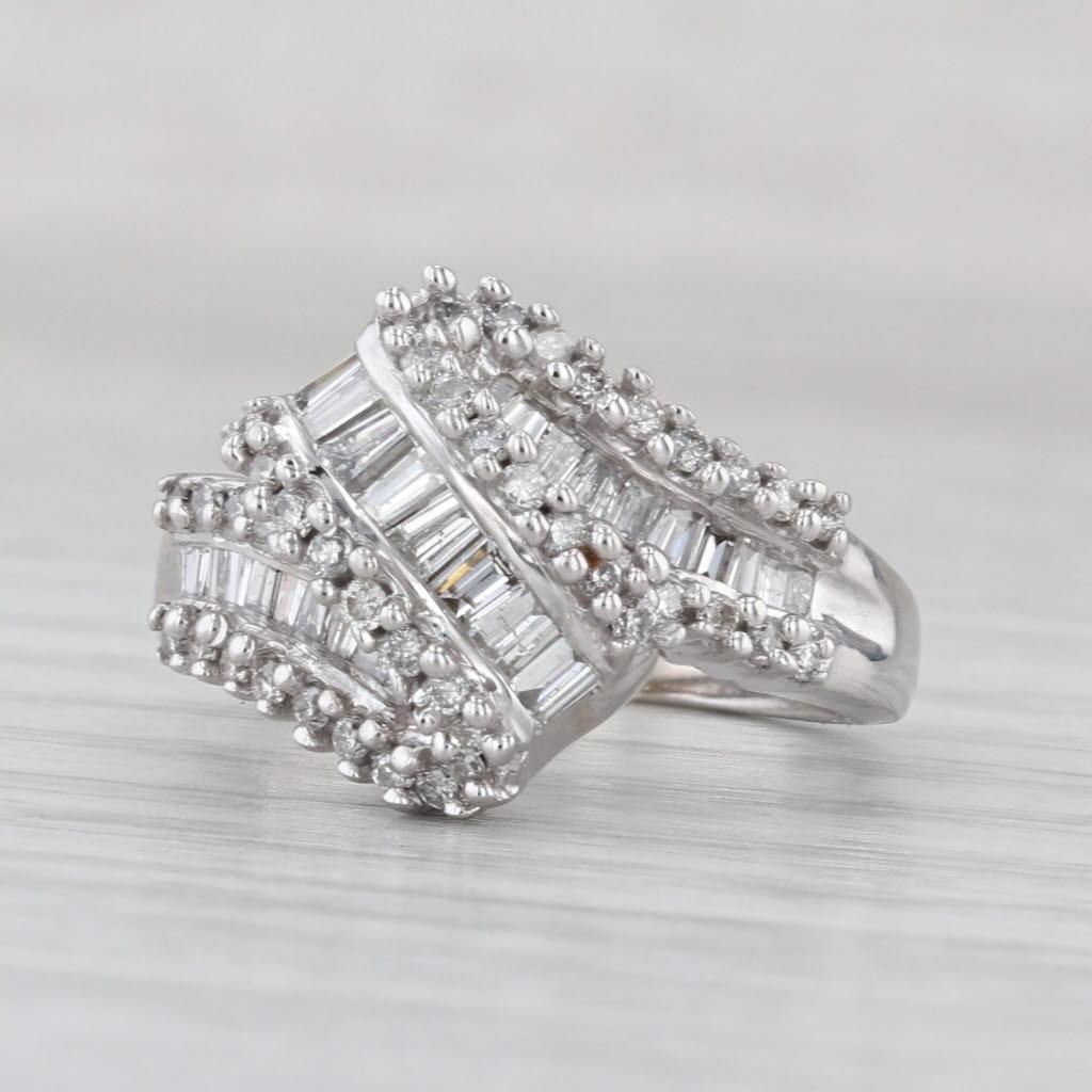 0.78ctw Diamond Overlay Ring 14k White Gold Size 5.5 Cocktail en vente 1