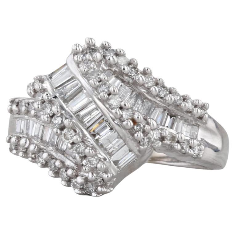 0.78ctw Diamond Overlay Ring 14k White Gold Size 5.5 Cocktail en vente