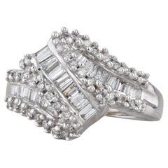 0.78ctw Diamond Overlay Ring 14k White Gold Size 5.5 Cocktail