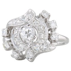 0.78ctw Diamond Ring 14k White Gold Size 6.25 Engagement Vintage
