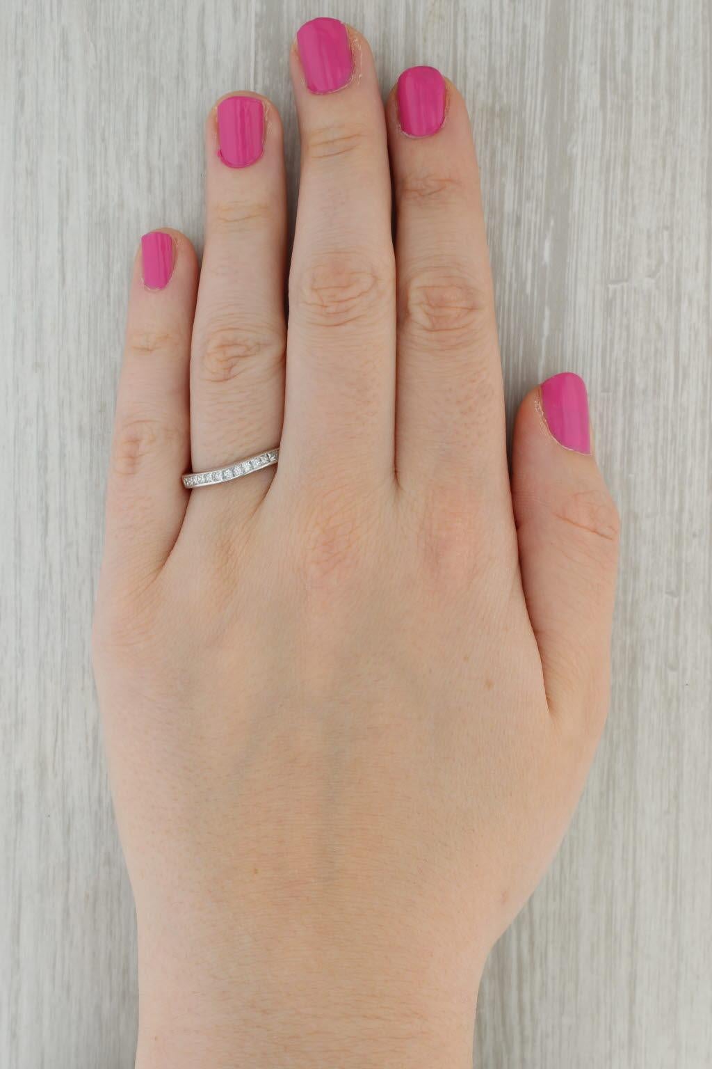 Gemstone Information:
- Natural Diamonds -
Total Carats - 0.78ctw
Cut - Princess Brilliant
Color - F - G
Clarity - VS2 - I1
Please note there are three with small chips.

Metal: 18k Yellow Gold 
Weight: 3.1 Grams 
Stamps: 18k
Face Height: 3 mm 
Rise