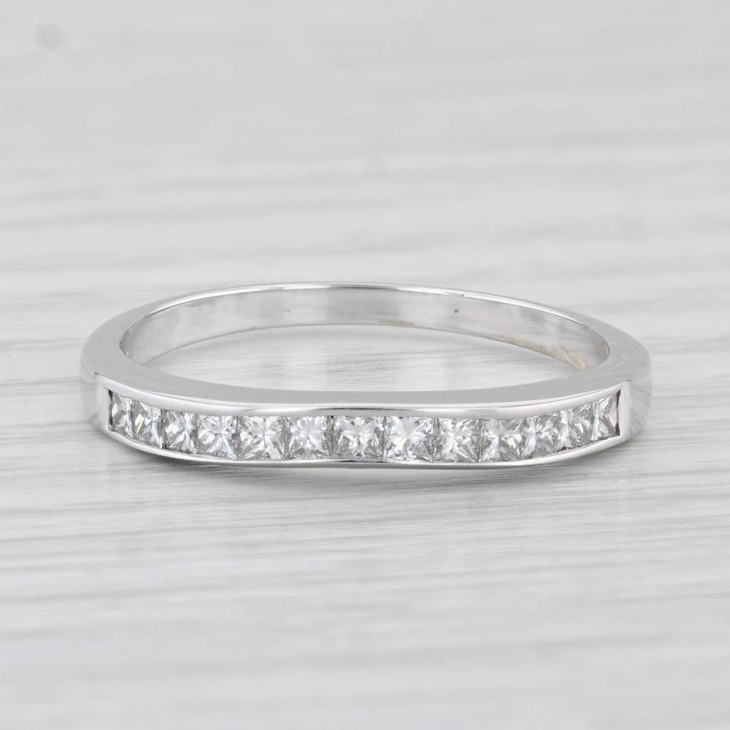 Princess Cut 0.78ctw Diamond Wedding Band 18k White Gold Stackable Anniversary Ring For Sale