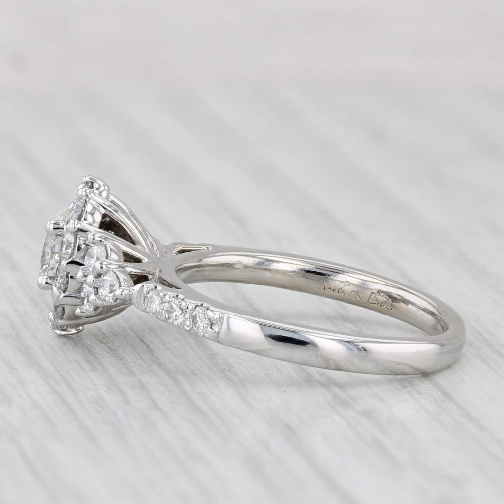 0.78ctw Oval Diamond Halo Engagement Ring 14k White Gold Size 5.5 1