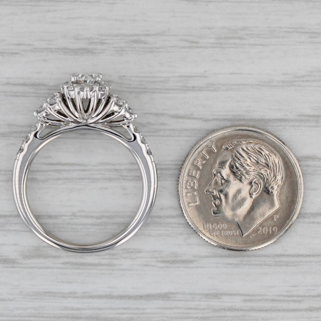 0.78ctw Oval Diamond Halo Engagement Ring 14k White Gold Size 5.5 2
