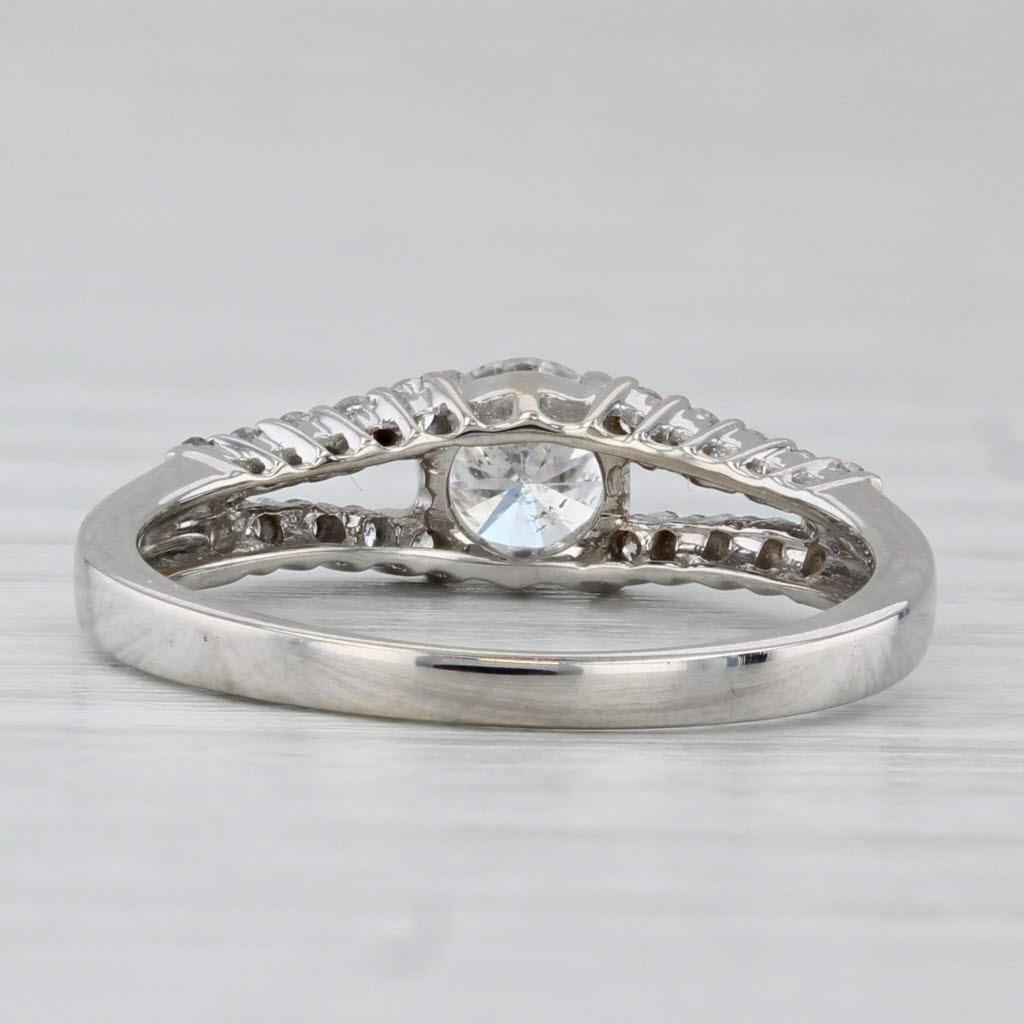Taglio rotondo Anello di fidanzamento con diamante rotondo da 0,78ctw in oro bianco 18k misura 6,5 in vendita