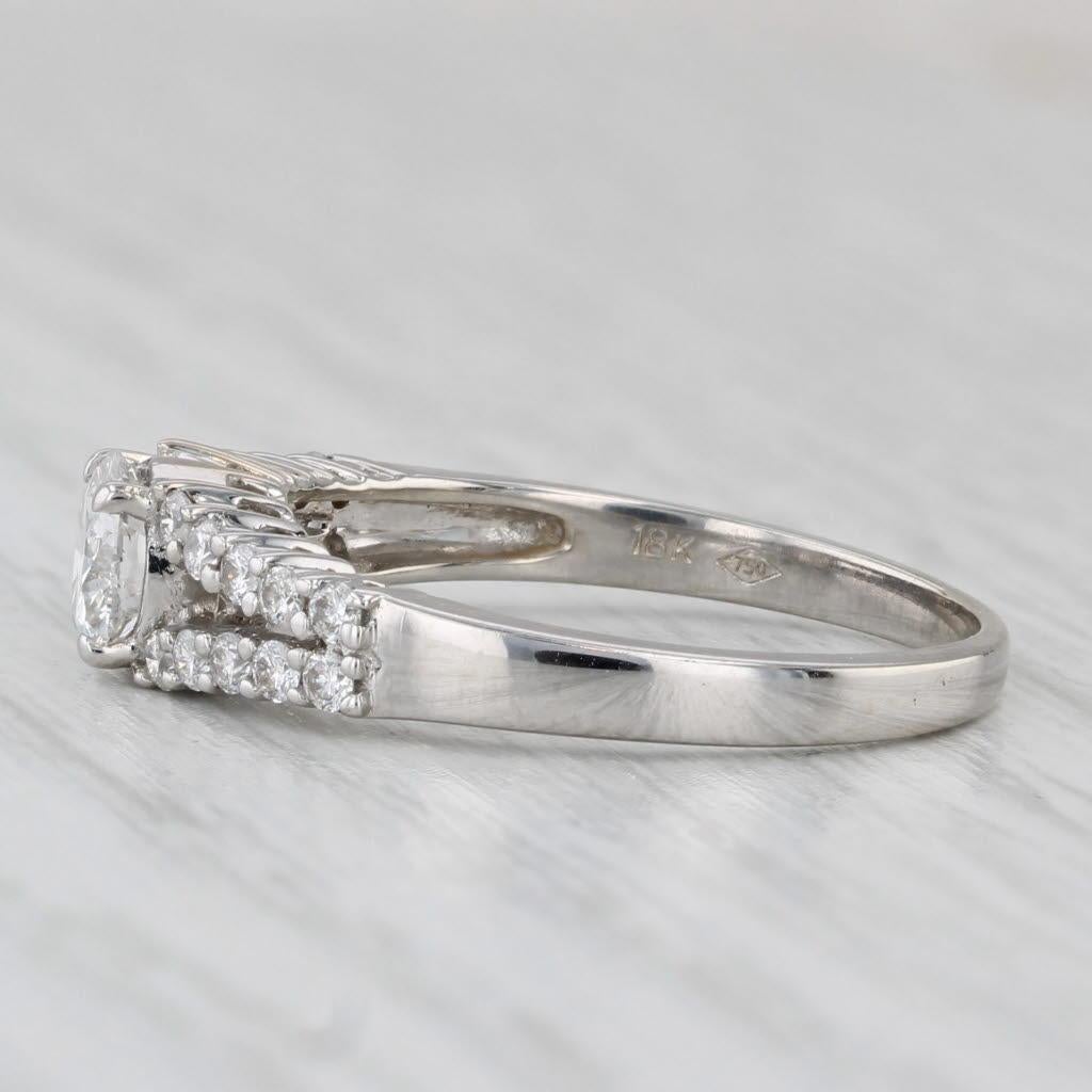 da uomo o donna Anello di fidanzamento con diamante rotondo da 0,78ctw in oro bianco 18k misura 6,5 in vendita