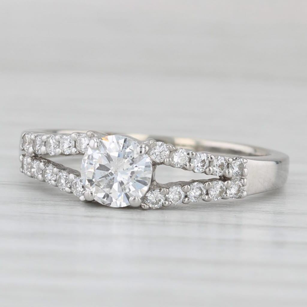 0.78ctw Round Diamond Engagement Ring 18k White Gold Size 6.5