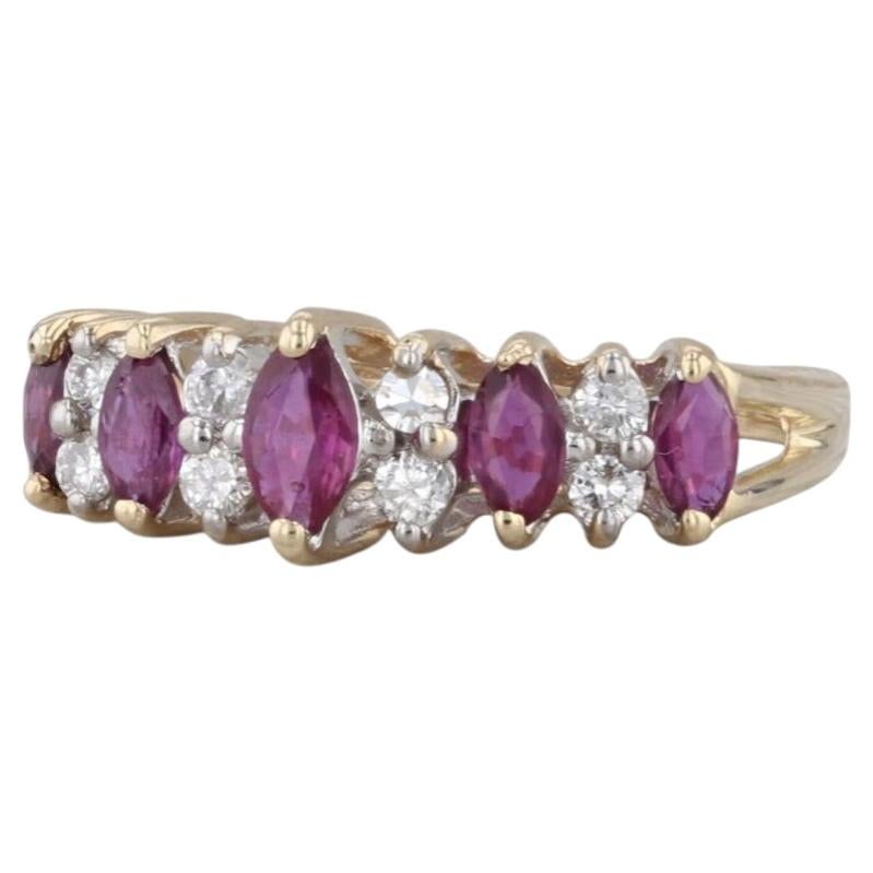 0.78ctw Ruby Diamond Tiered Ring 14k Yellow Gold Rooftop Pyramid Size 5.75 For Sale