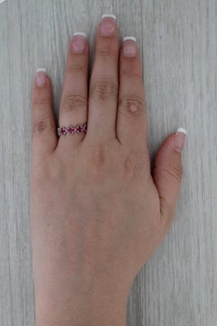 0.78ctw Ruby Flower Ring 18k White Gold Stackable Size 6.5 Band