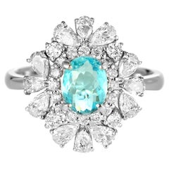 0,79 Karat brasilianischer Paraiba-Turmalin & Diamant-Cocktailring aus Platin