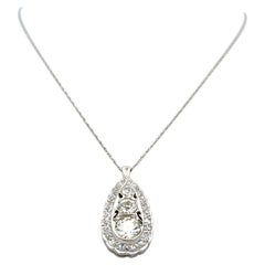 0.79 Carat Circular Brilliant Cut L I1 Diamond Platinum Pendant Necklace