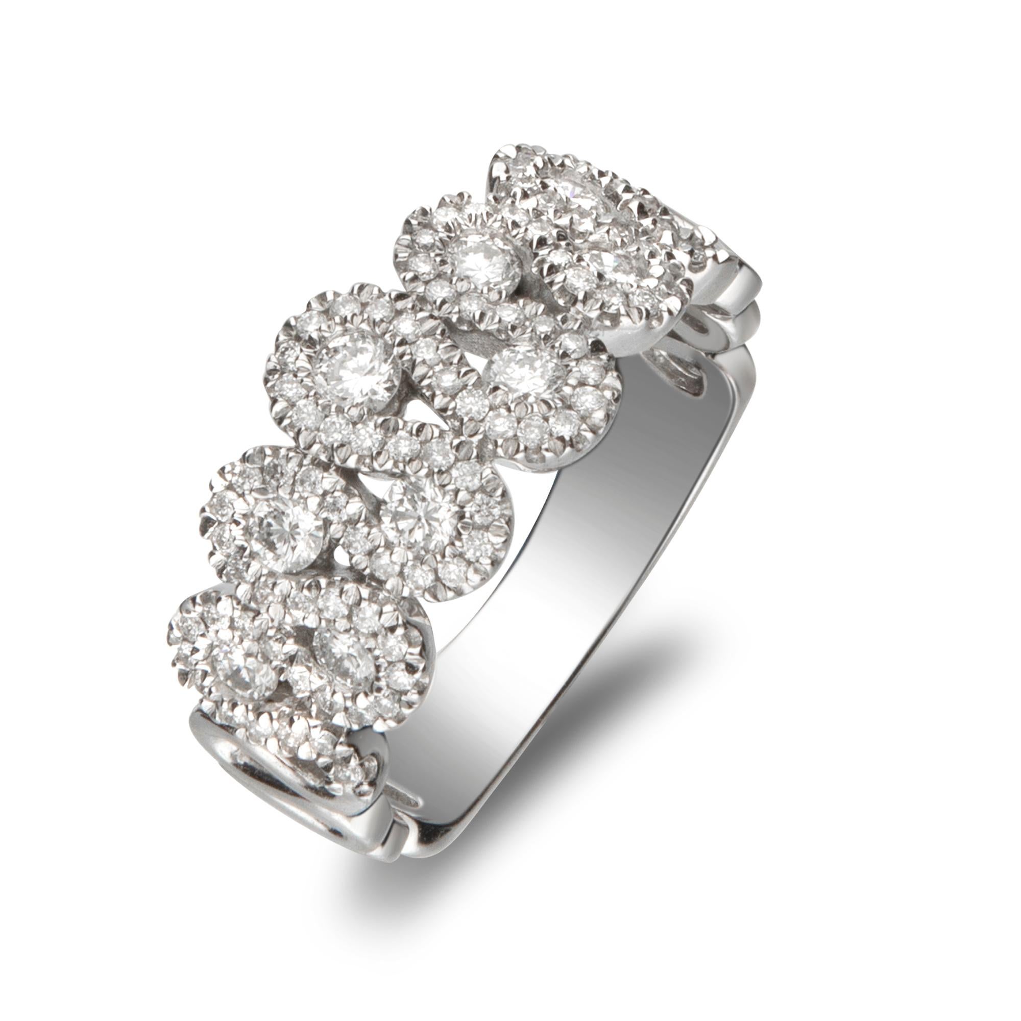 Brilliant Cut 0.79 Carat Diamond 14 Karat White Gold Fashion Ring