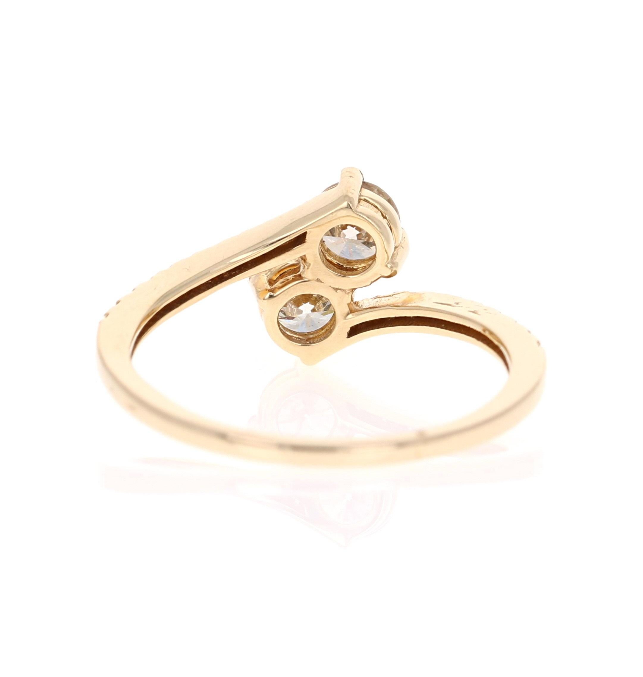 two stone diamond ring yellow gold