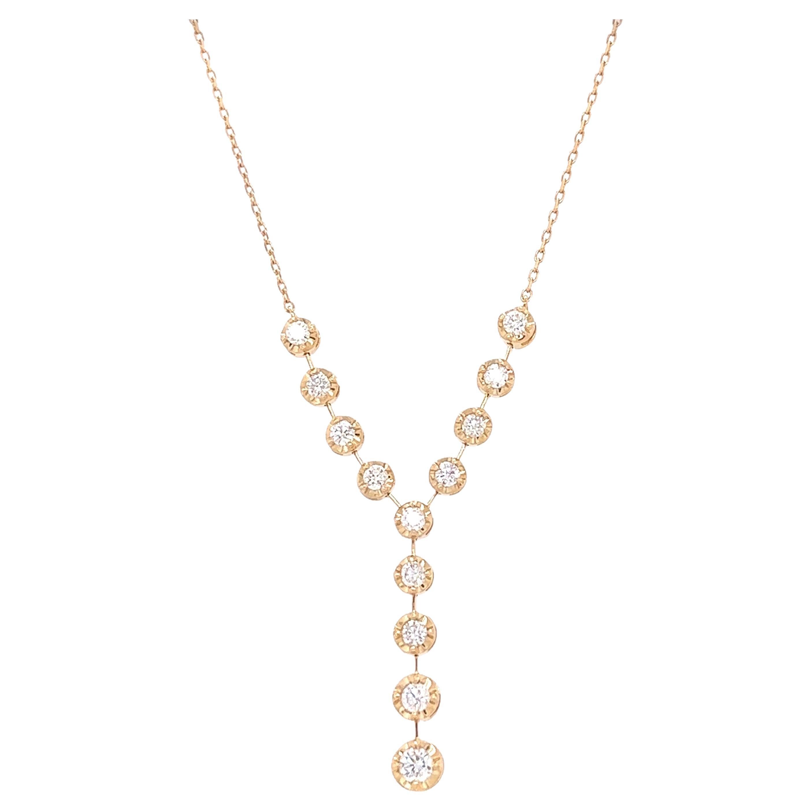 0.79 Carat Diamond Chain Necklace 14 Karat Yellow Gold For Sale