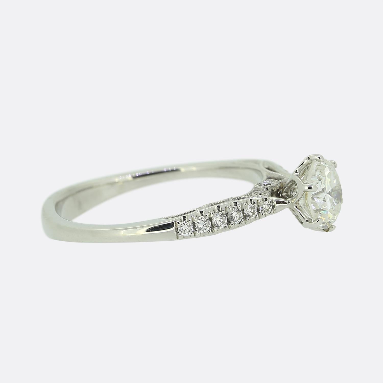 0,79 Karat Diamant Solitär Verlobungsring (Brillantschliff) im Angebot