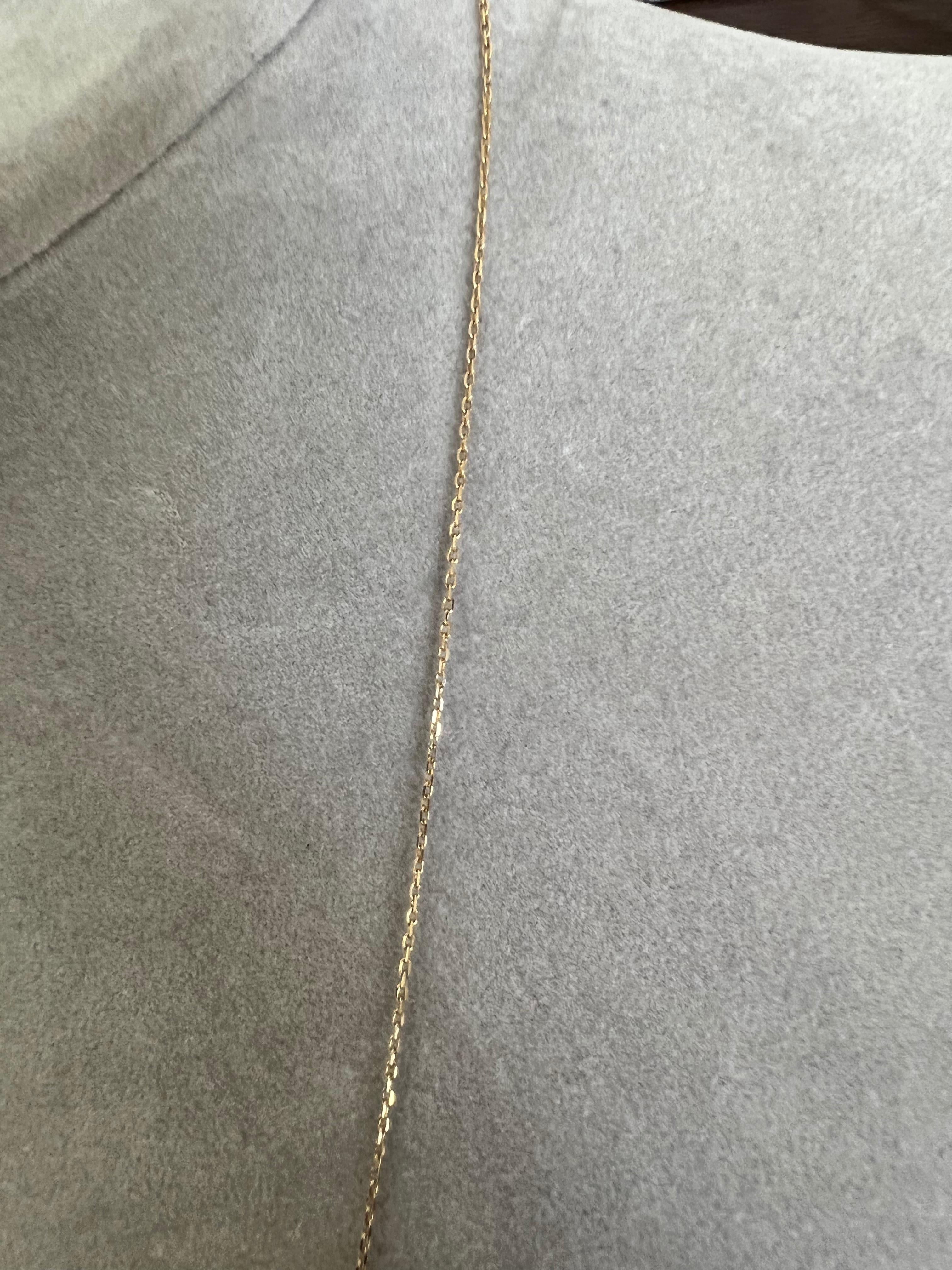 Round Cut 0.79 Carat Diamond Yellow Gold Chain Necklace For Sale