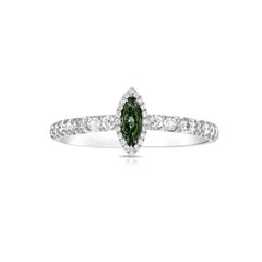 0.79 carat Fancy Deep Green Diamond Marquise cut White Gold 18K Ring