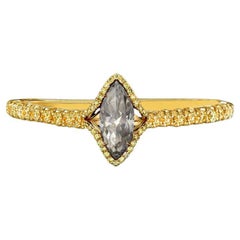 0.79 carat Fancy Light Gray Diamond Marquise cut Yellow Gold 18K Ring