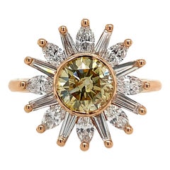 0.79 Carat Fancy Yellow Diamond Sun Ring