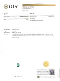 Natural Green Mozambique Paraiba Tourmaline Stone 0.79 carats with GIA Report