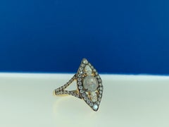 0.79 Carat Rose Cut Grey or White Diamond Cocktail Ring