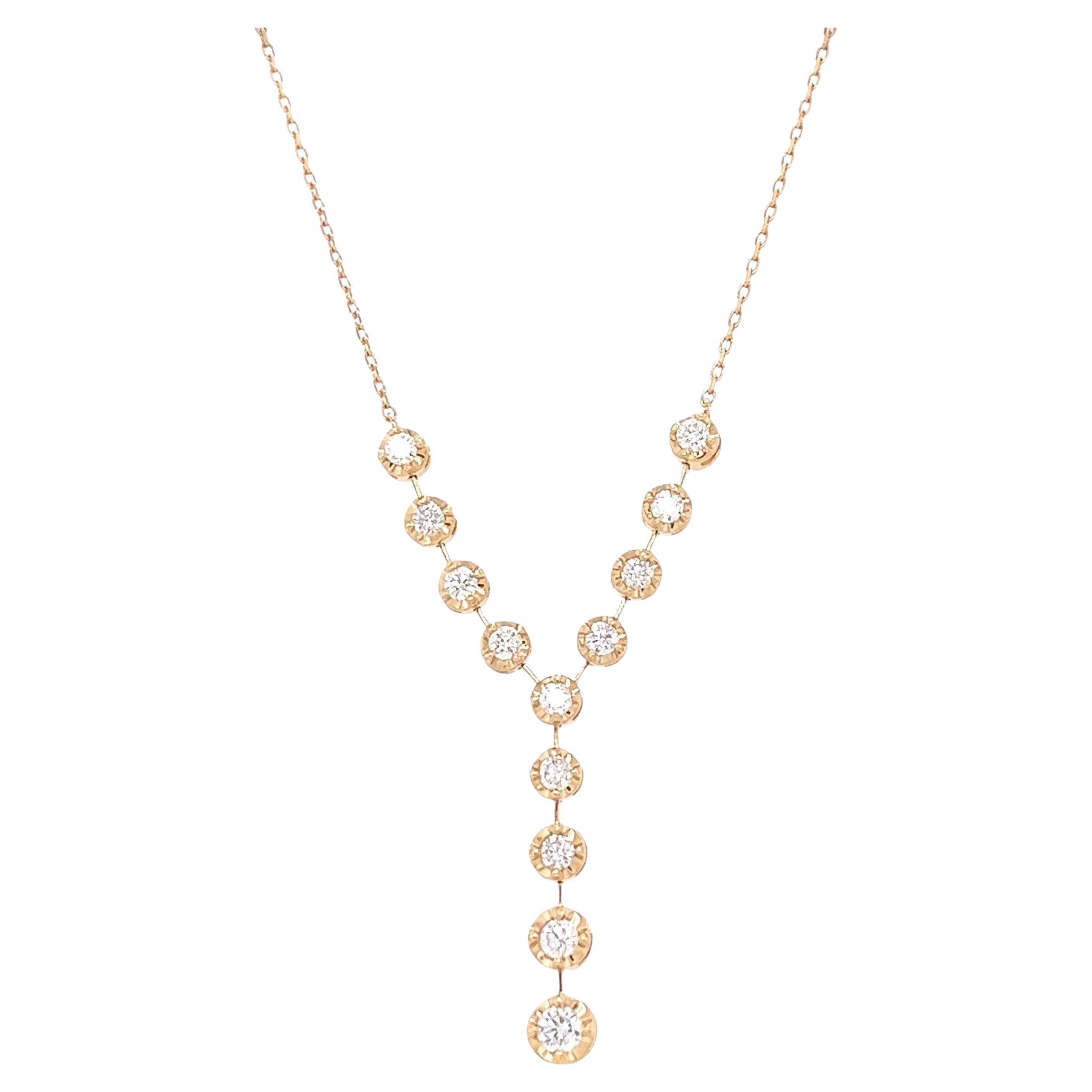 Collier à chaîne en or jaune avec diamant naturel de 0,79 carat à taille ronde