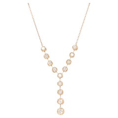 0.79 Carat Round Cut Natural Diamond Yellow Gold Chain Necklace