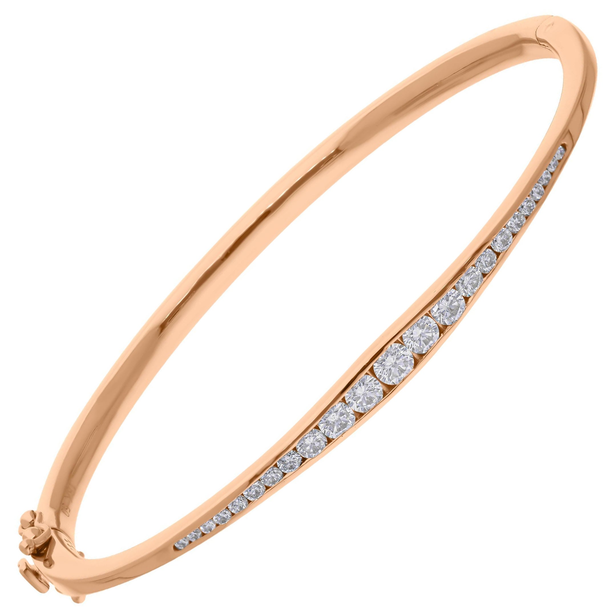 0.79 Carat SI Clarity HI Color Diamond Graduated Bracelet 14 Karat Rose Gold