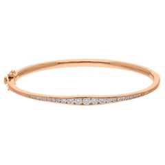 0.79 Carat SI Clarity HI Color Diamond Graduated Bracelet 14 Karat Rose Gold