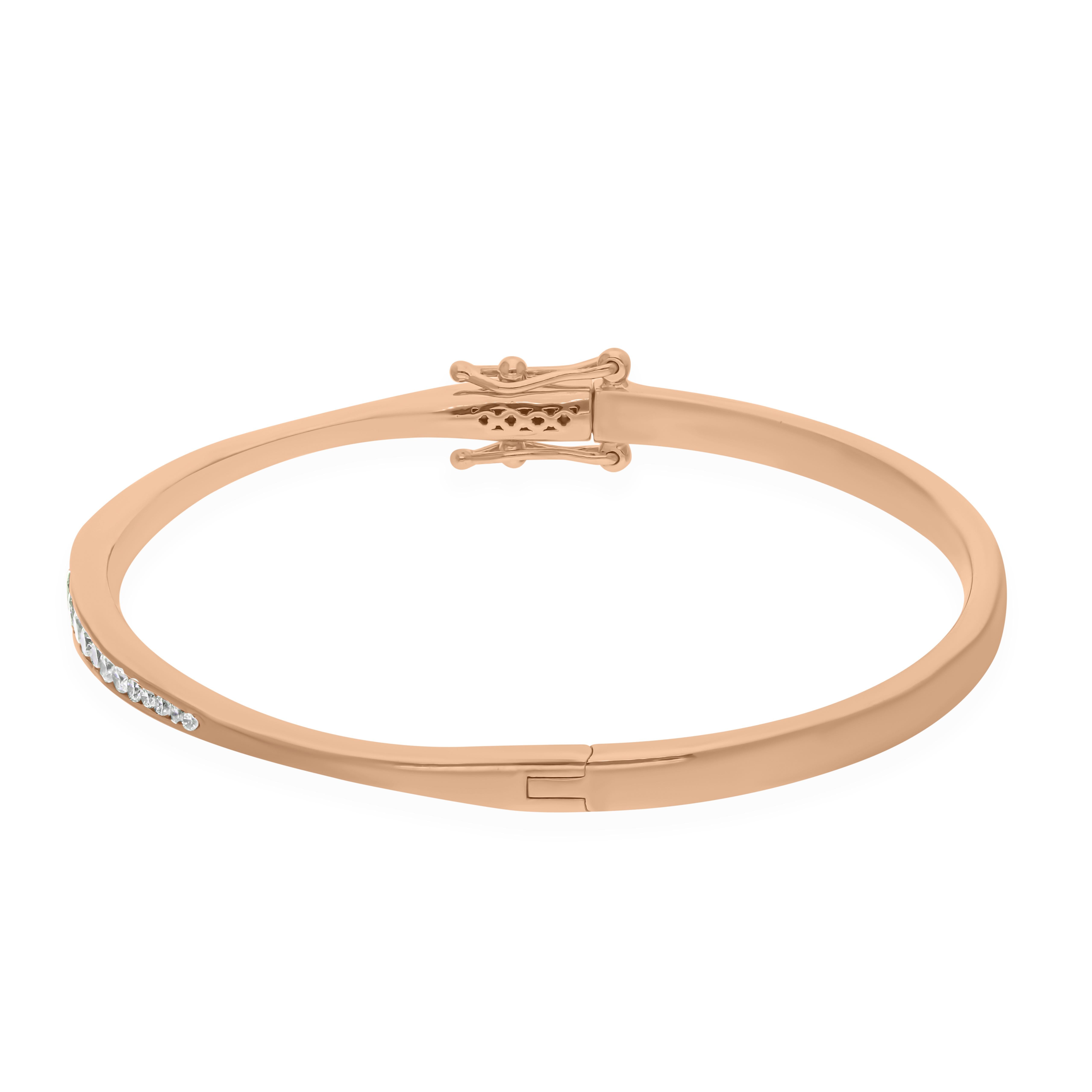 0,79 Quilates SI Claridad HI Color Diamante Pulsera Graduada Oro Rosa 18 Kilates Moderno en venta
