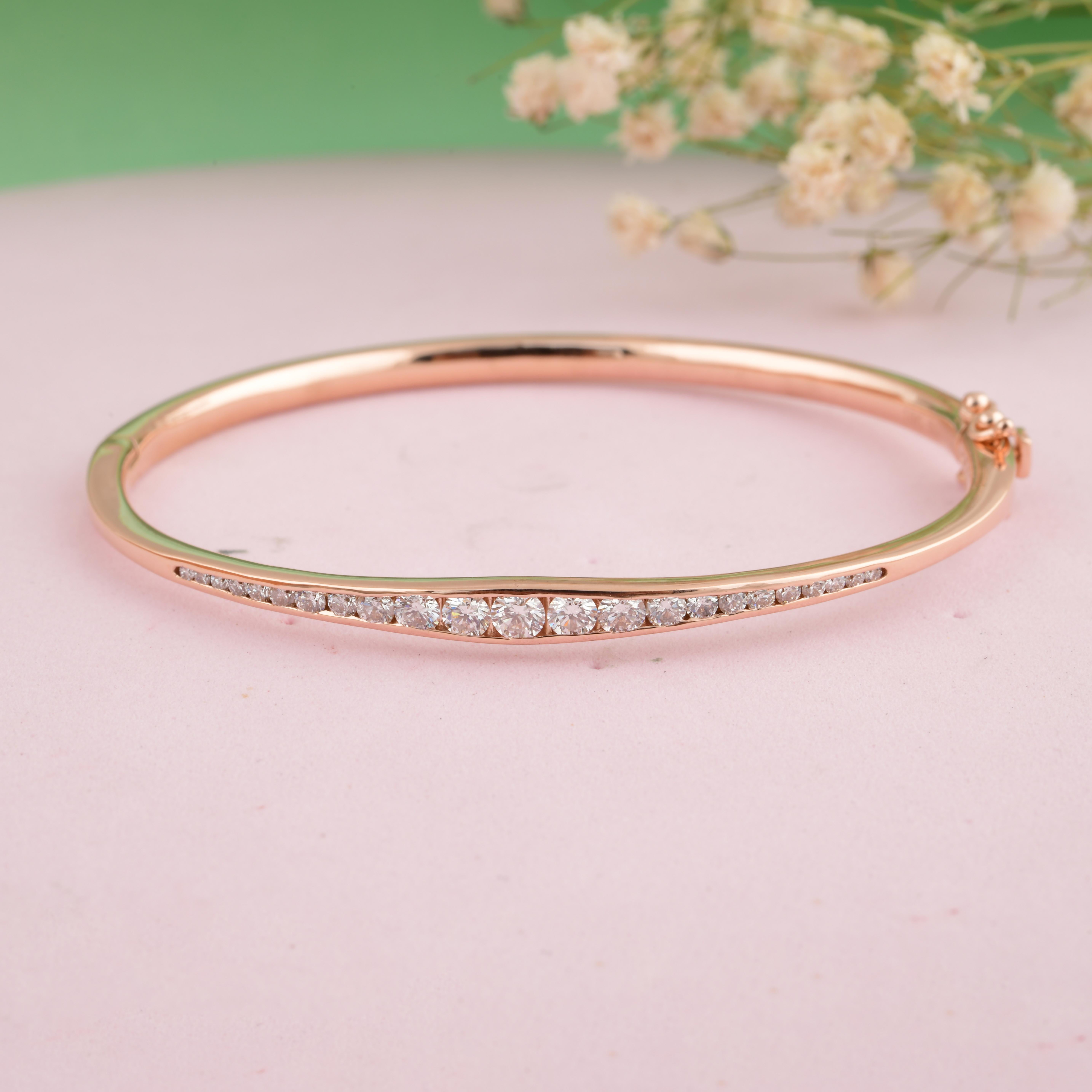 0,79 Quilates SI Claridad HI Color Diamante Pulsera Graduada Oro Rosa 18 Kilates en Nuevo estado para la venta en Diera, Dubai