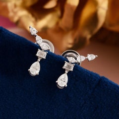 0,79 Karat SI Reinheit HI Farbe Gemischter Diamant Climber Ohrringe 18k Weißgold