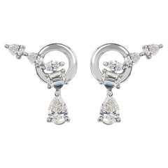 0,79 Karat SI Reinheit HI Farbe Gemischter Diamant Climber Ohrringe 18k Weißgold