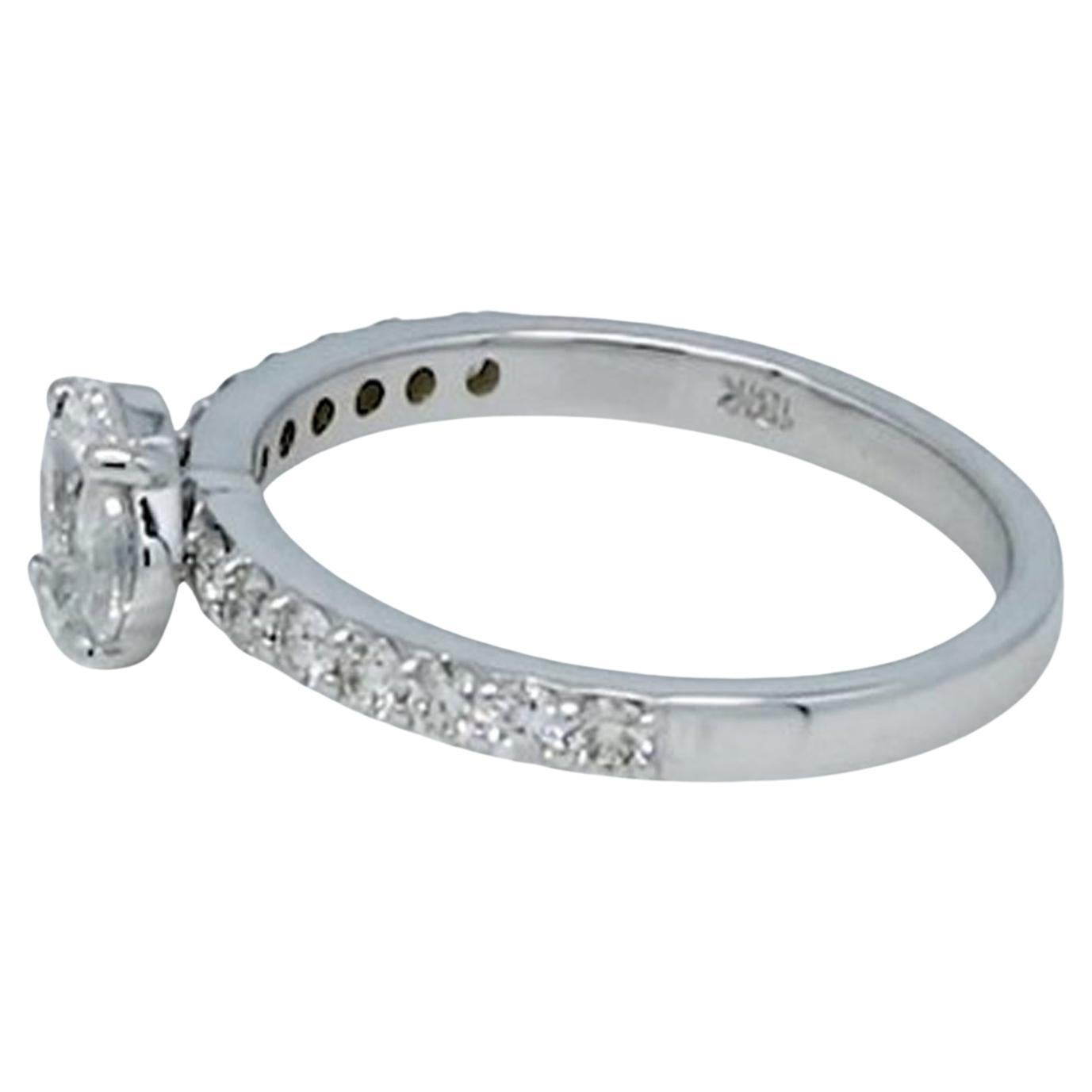 En vente :  0.79 Carat SI/H Marquise Round Diamond Fine Ring 18 Karat White Gold Jewelry 4