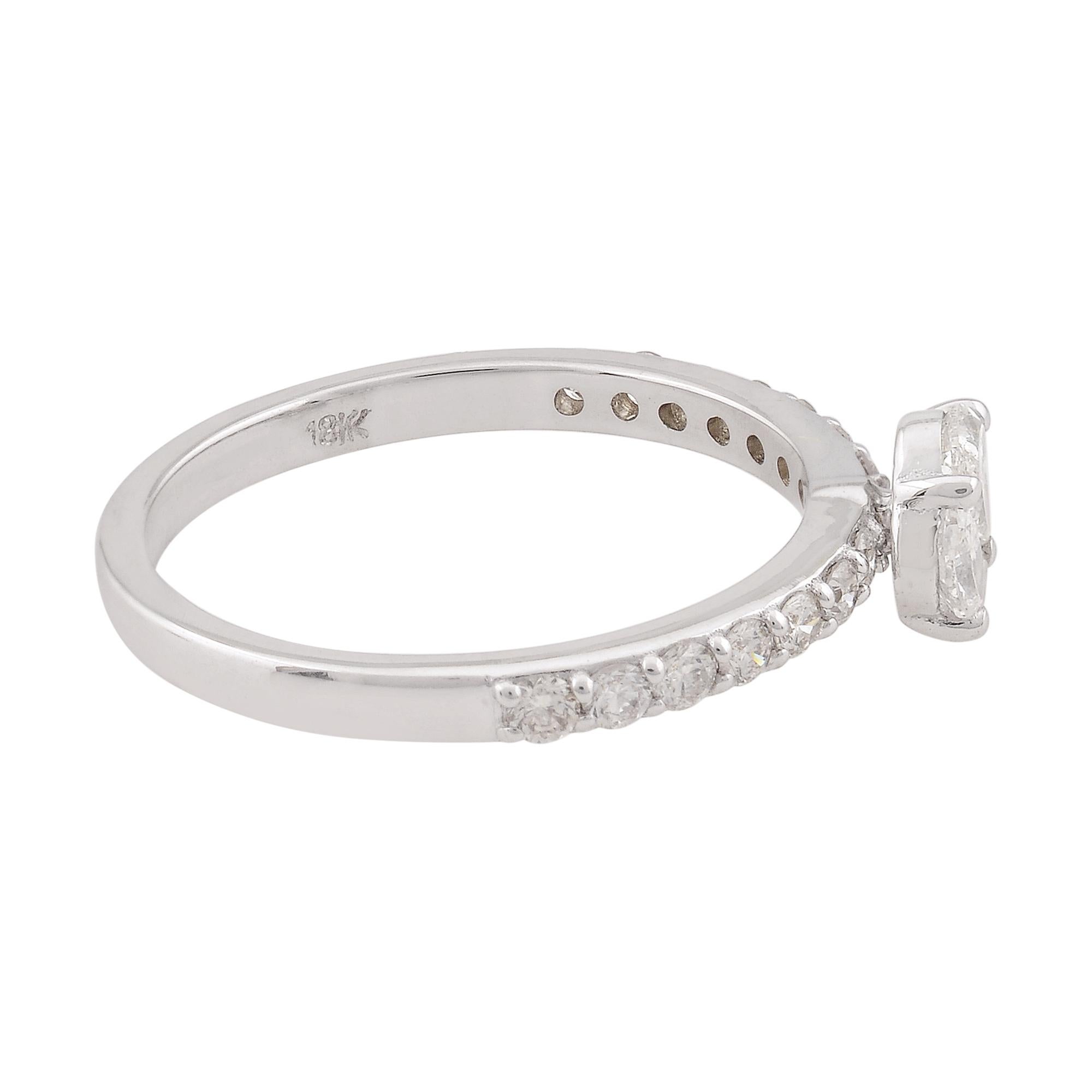 En vente :  0.79 Carat SI/H Marquise Round Diamond Fine Ring 18 Karat White Gold Jewelry 8