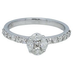 0.79 Carat SI/H Marquise Round Diamond Fine Ring 18 Karat White Gold Jewelry