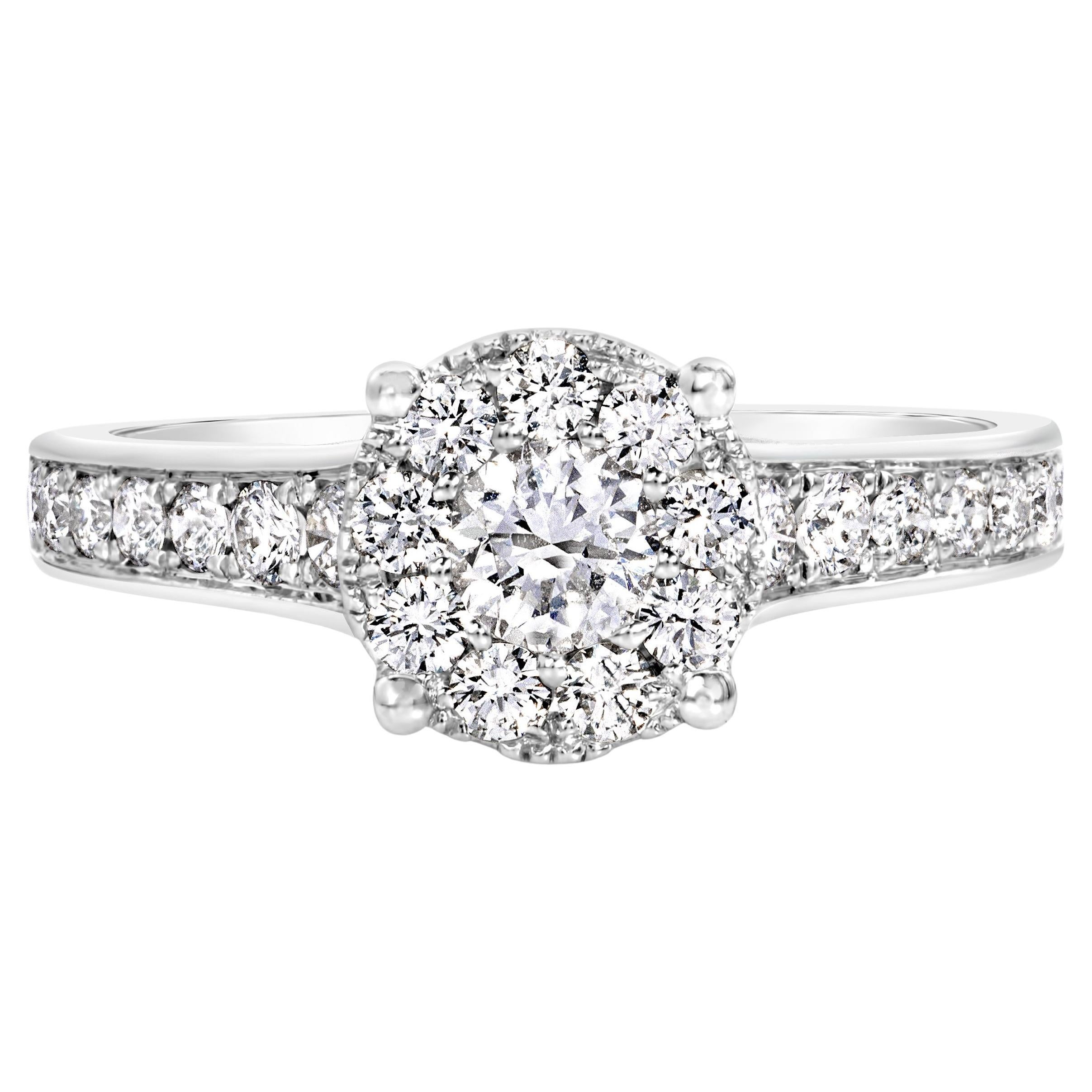 Roman Malakov 0.79 Carat Total Round Brilliant Cut Diamond Cluster Wedding Ring