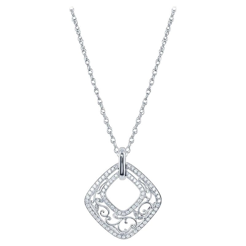 0,79 Karat Diamant-Anhänger im Vintage-Stil aus 18 Karat Weißgold