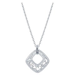 0,79 Karat Diamant-Anhänger im Vintage-Stil aus 18 Karat Weißgold